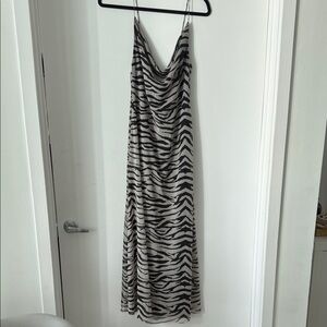 Zara Black and White Striped Maxi Dress